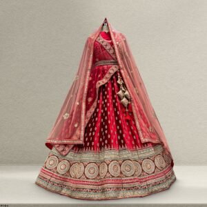 Pagfera - Double Dupatta Royal Red Minimal Bridal Lehenga