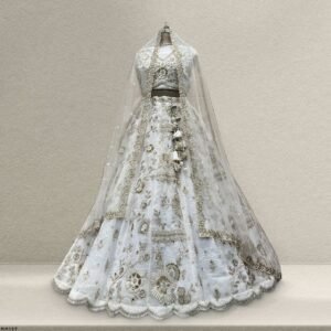 Damsel - Crystal Organza Lehenga Embellished Gorgeous Zari Work White