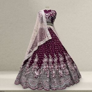 Jazzagals - The Modern Georgette Lehenga for Reception for Bride Deep Wine