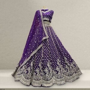 Jazzagals - The Modern 18 Kali Flared Lehenga for Reception for Bride Deep Purple
