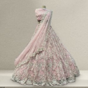 Jazzagals - Delicate Pearl Cutdana Handwork Couture Lehenga Pink