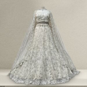Jazzagals - Delicate Pearl Cutdana Handwork Couture Lehenga White