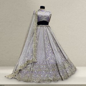 Jazzagals - Delicate Lucknawi Couture Georgette Lavender Lehenga