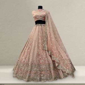 Jazzagals - Lucknawi Work Partywear Georgette Lehenga Choli Peach