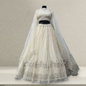 Jazzagals - Delicate Pearl Cutdana Handwork Couture Lehenga White