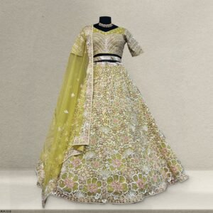 Cherry Blossom - Pista Green Floral Lehenga With Designer Heavy Blouse