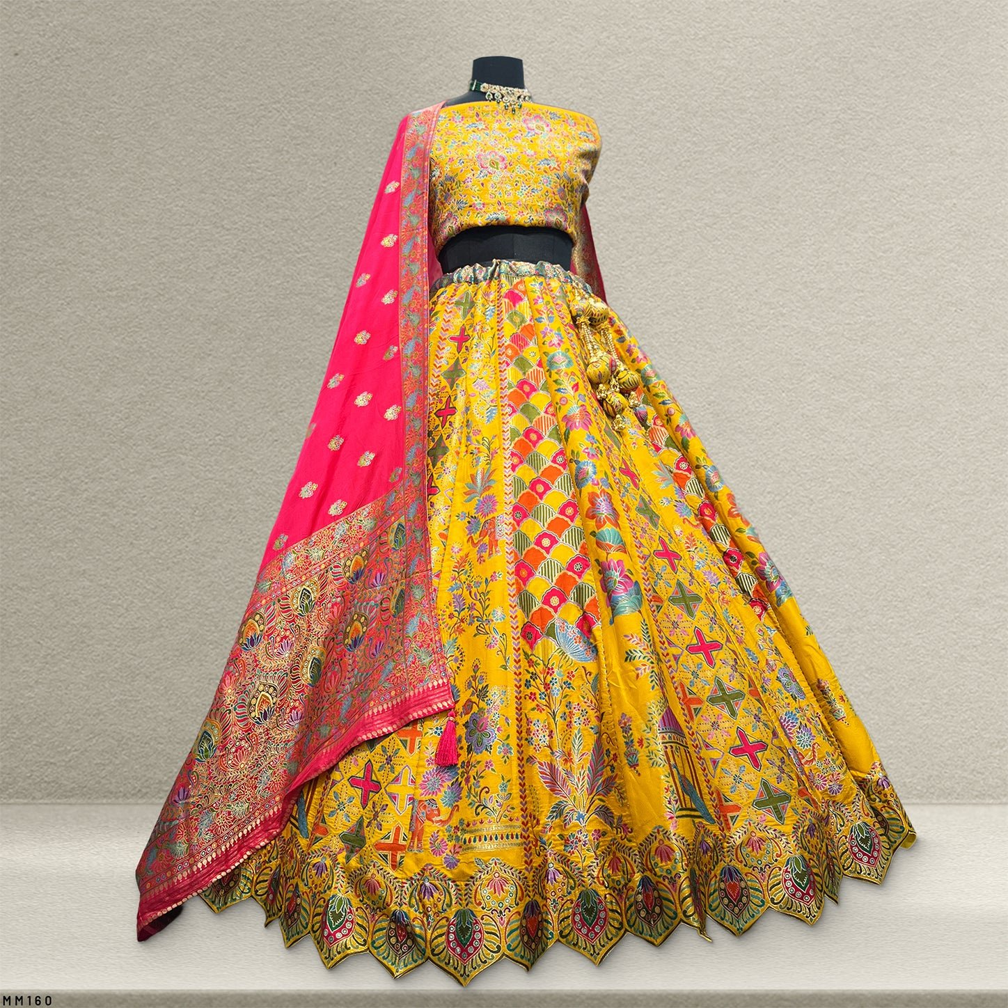 Gulaal - Multicolor Banarasi Silk Position Print Carnival Lehenga