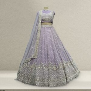 Jazzagals - Intricate Handwork Flared Lavender Georgette Lehenga