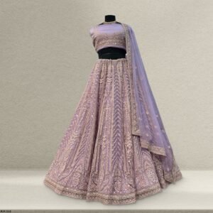 Cherry Blossom - Lilac Resham Mirror Lehenga With Designer Blouse