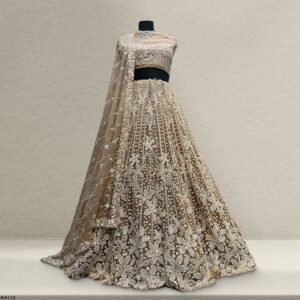 Jazzagals - Beads & Pearls Handwork Antique Copper Reception Lehenga
