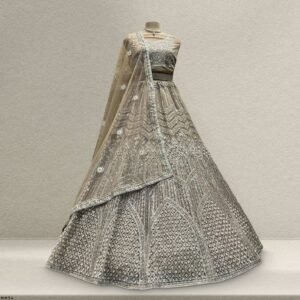 Cherry Blossom  -  The Modern Ivory Lehenga for Reception for Bride