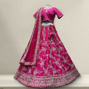 Royal Baggi - Zardosi Handwork Rani Pink Bridal Lehenga