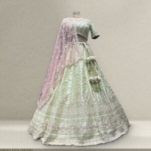 Rosé - Wedding Trousseau in Pastel Hues Pistachio Lehenga
