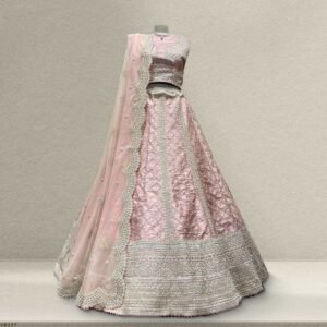 Damsel - Cutdana Handwork Soft Pink Raw Silk Lehenga