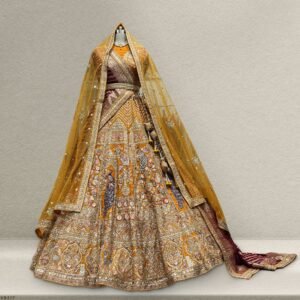 Dulhan in Gold Lehenga Elegance: Celebrity-Inspired Royal Baggi Collection