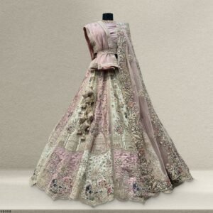 Rosé - Multicolor Raw Silk Designer Pastel Lehenga