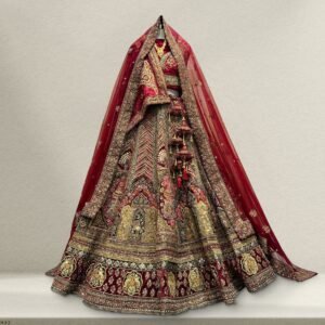 Rajgharana - The Velvet Maroon Bridal Lehenga