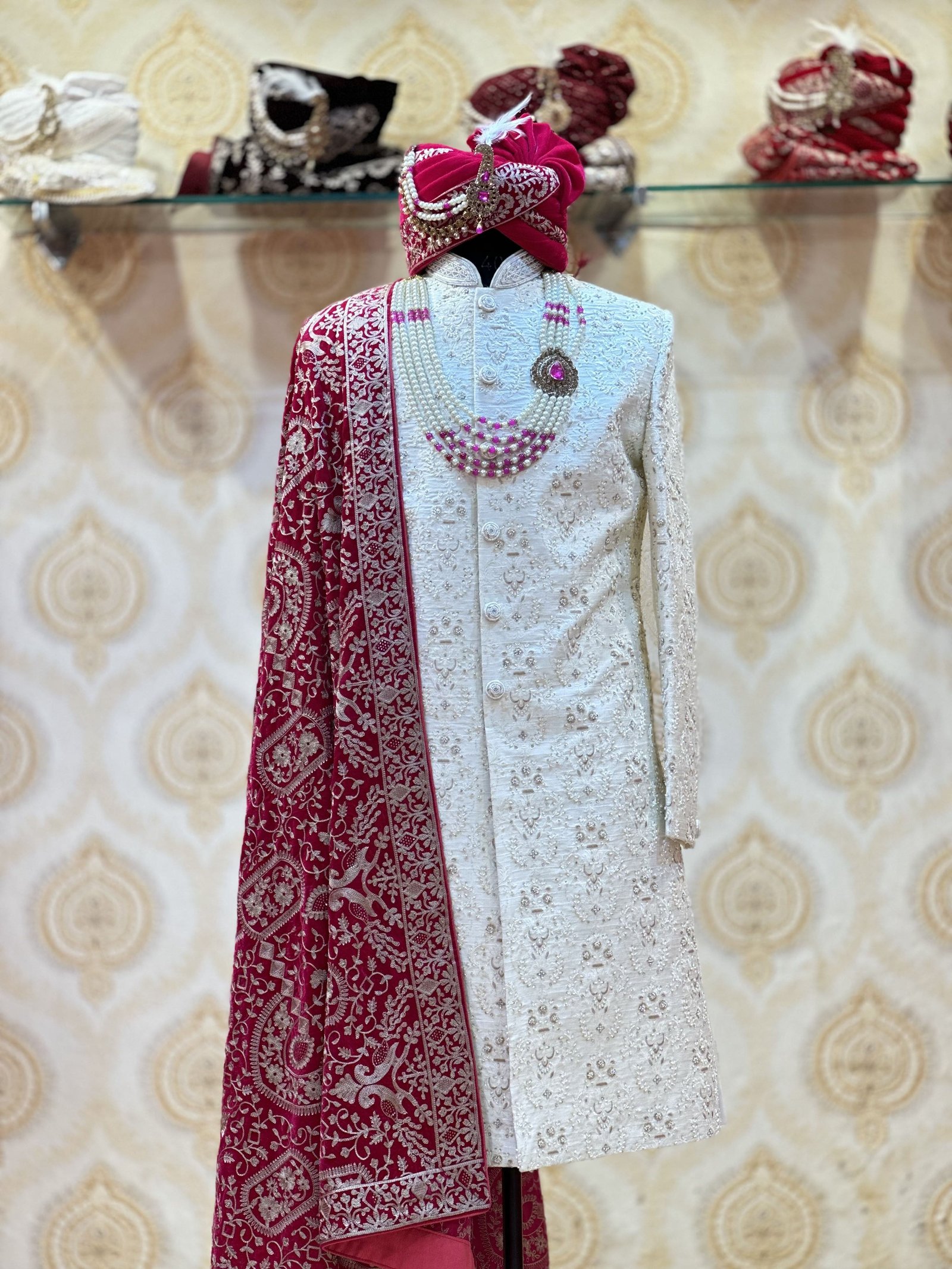 Handcrafted Moti Work Sherwani
